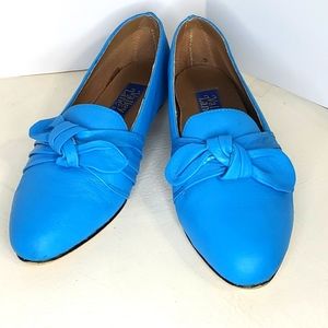 Valley Lane Blue Loafers Leather Flat Shoes Size 8W